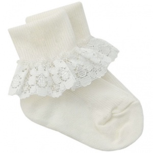 Girls Ivory Lace Kinder Socks